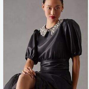New Women’s Maeve Faux Leather Puff-Sleeve Blouse By Anthropologie!!🔥🔥🔥